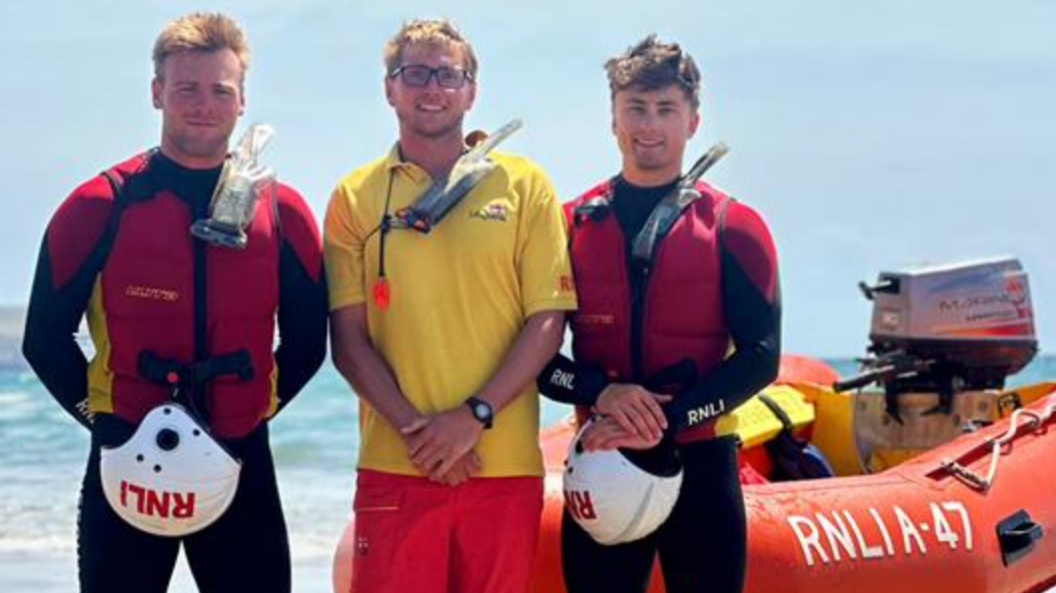 RNLI lifeguards at Sedgewell Cove in Bigbury