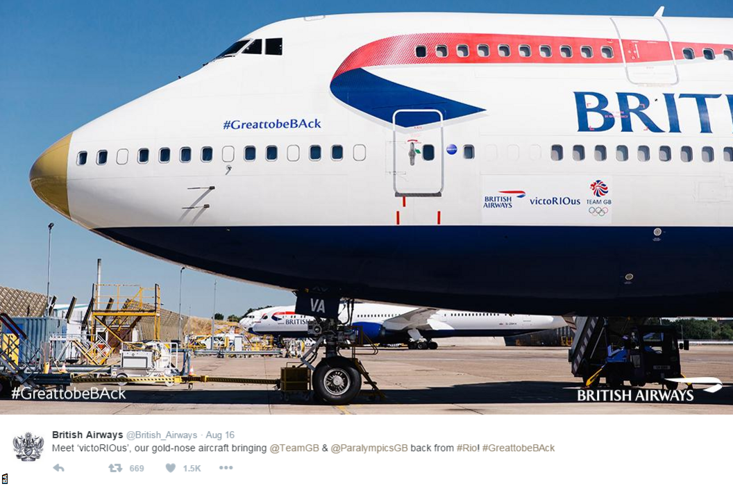 The plane bringing Team GB athletes home