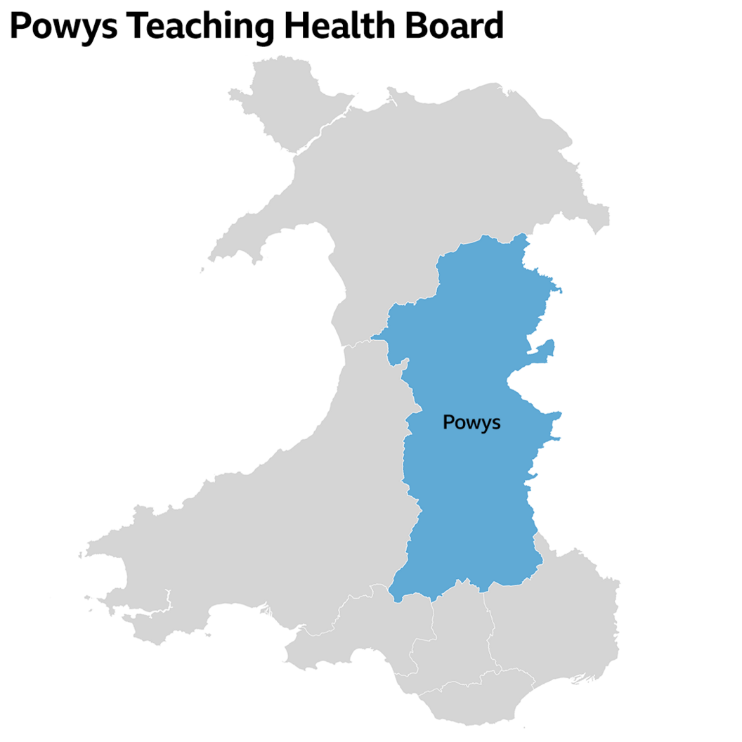 Powys Teaching Health Board area map