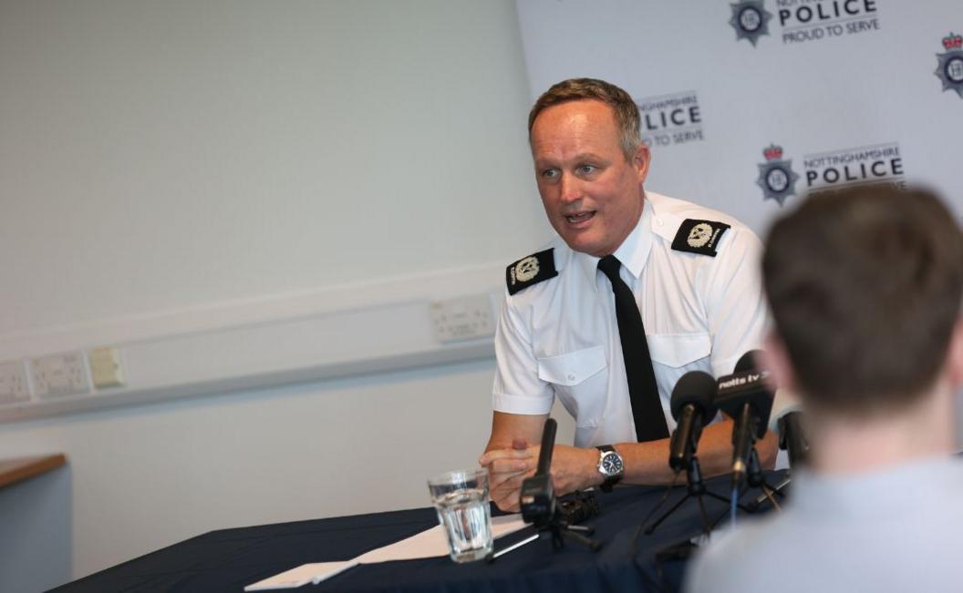 Assistant Chief Constable Rob Griffin at the press conference on Friday. He's sat at a table