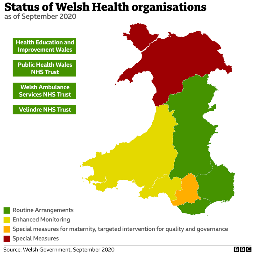 Health board map showing special measures