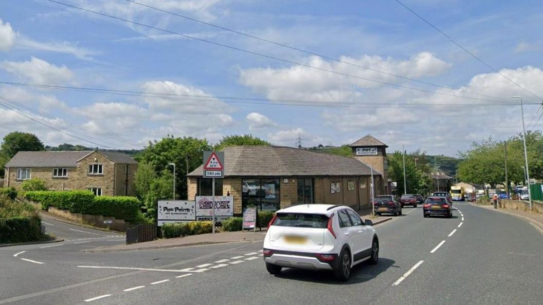 The junction of Halifax Road (A58) and Tanhouse Hill junction in Hipperholme, West Yorkshire - near Hipperholme crossroads