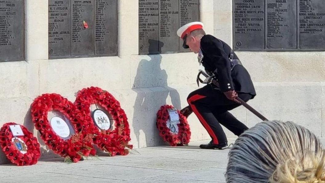 Wreath being laid