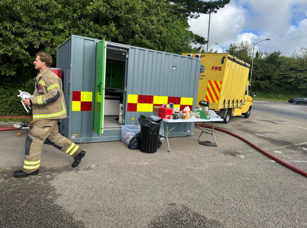 Firefighter at the scene of a blaze near Cornwall Fire and Rescue Service at the scene near Penryn 