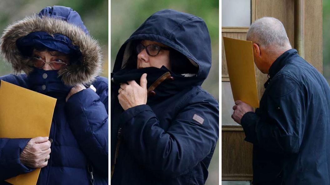 Left to right: Margaret Rigby, Jayne MacDonald and Allan MacDonald all arriving at court