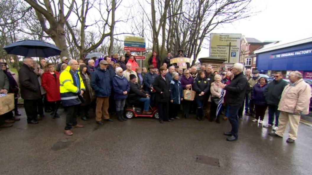 The protest outside the hospital