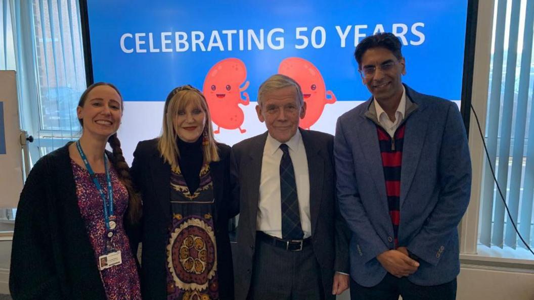 (L-R) Dr Rachel Davison, patient Sue Westhead, Professor Robert Wilkinson and Dr Sid Ahmed