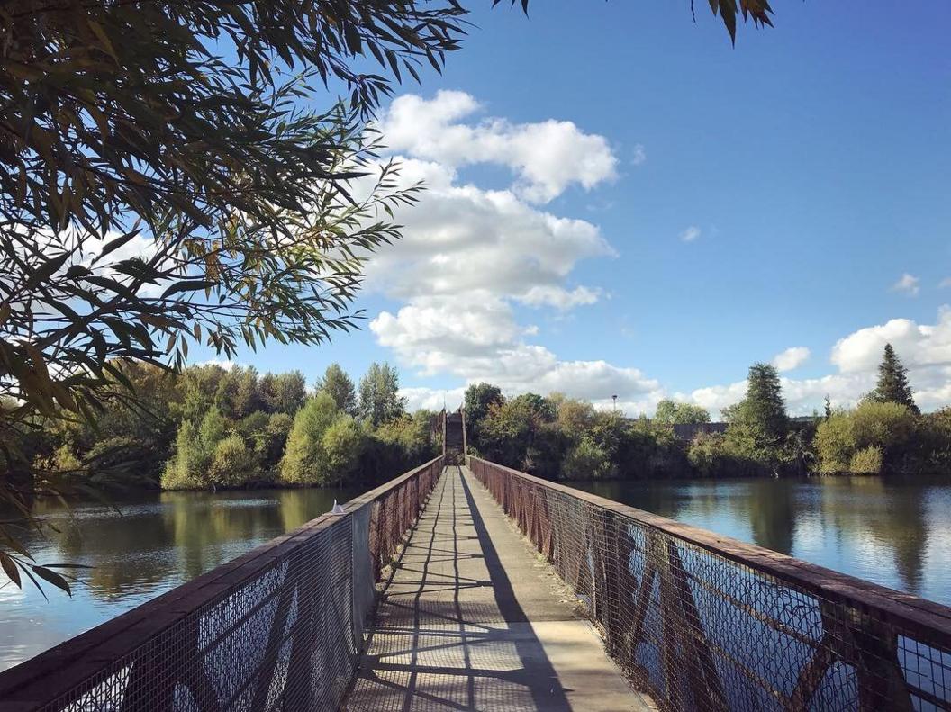 New Hinksey Bridge on a sunny autumnal morning