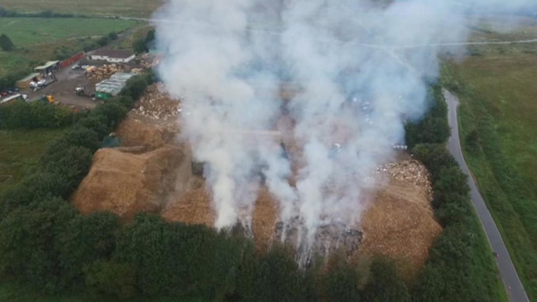 Wood chip fire at Bridgend