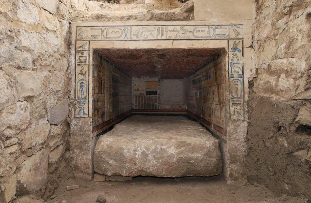 The tomb was found behind a secret door. 