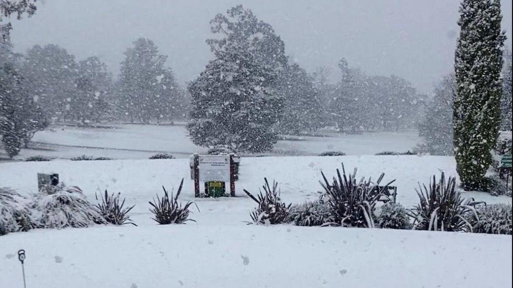 Snow at a golf club in Australia.