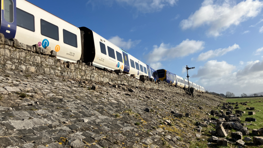 Derailed train