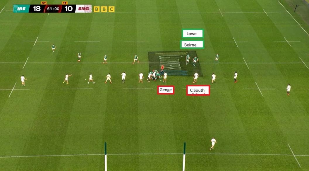 Screenshot of Ireland's try against England