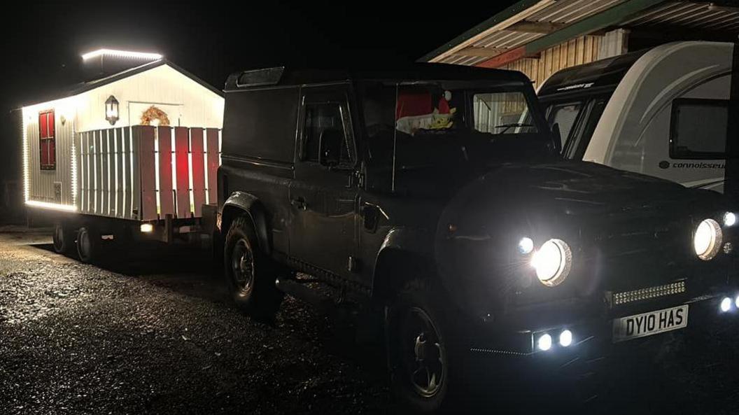 The Land Rover and trailer