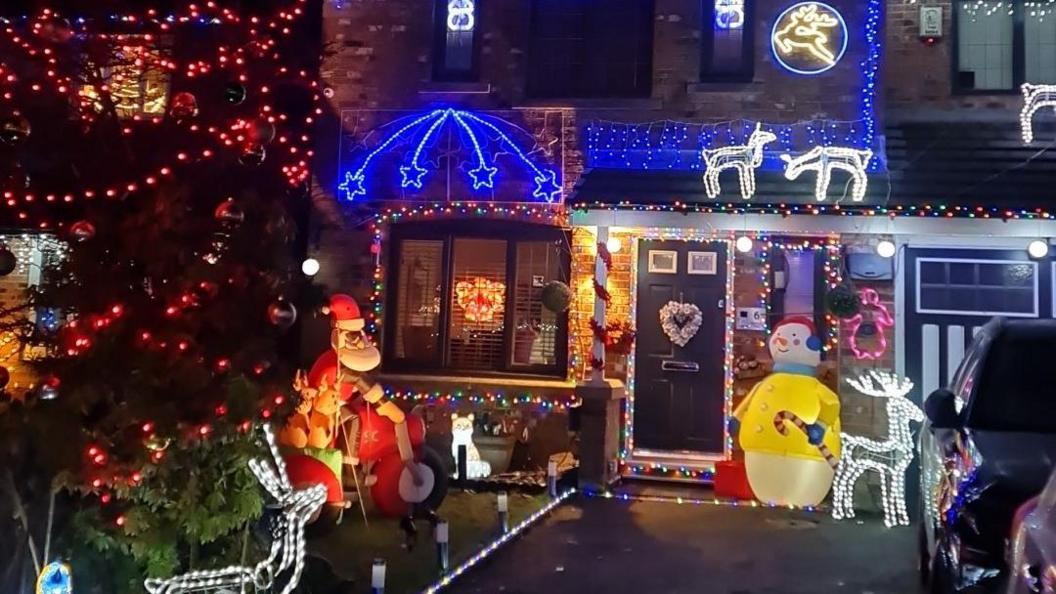 Photograph of Xmas decorations on Wrenbury Drive in Rochdale