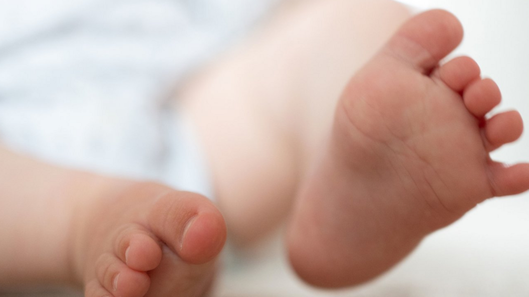 A baby's feet taken from underneath.