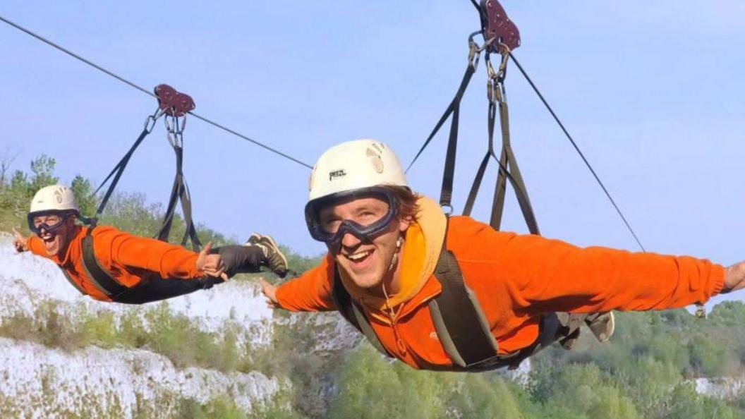 People on zipwire at Bluewater