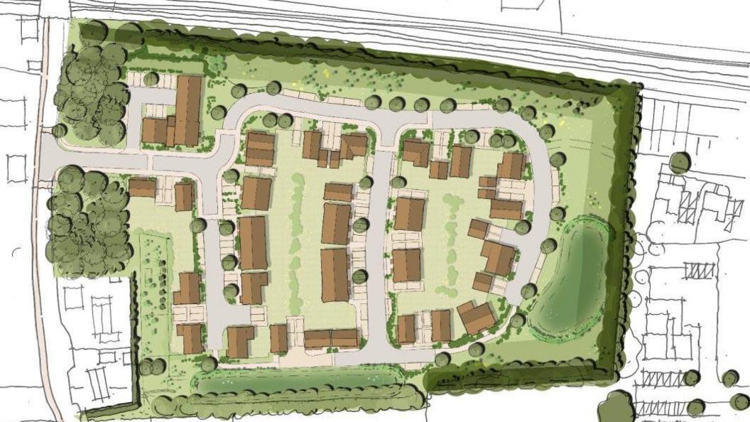 A drawing of the outline for 49 homes at Inlands Road in Nutbourne