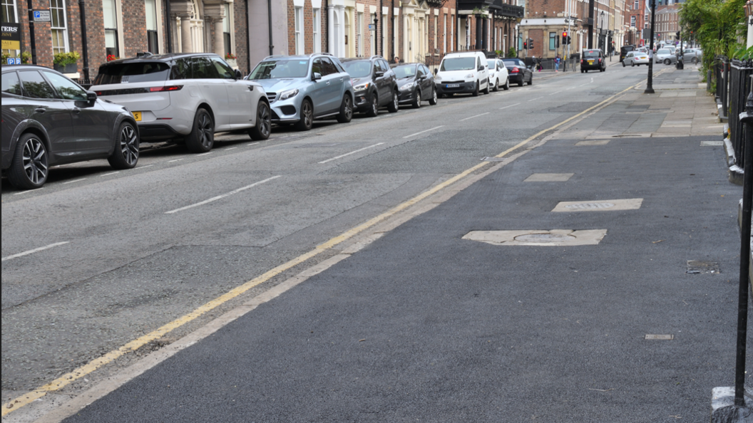 Bitumen in place of flagstones on Liverpool's Rodney Street