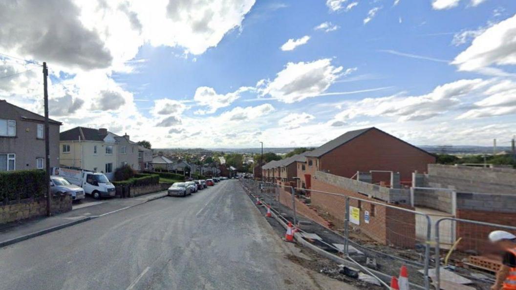 A Google Maps screenshot of Oldgate Lane. There are houses being built on the right of the image.