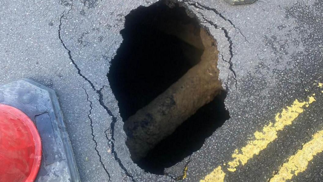 Sink hole on Garden Street in Cromer