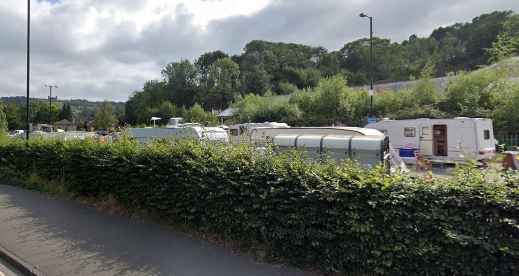 Caravans parked up in a car park in Matlock railway station