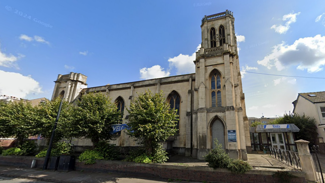 Street view of The Trinity Church in Cheltenham