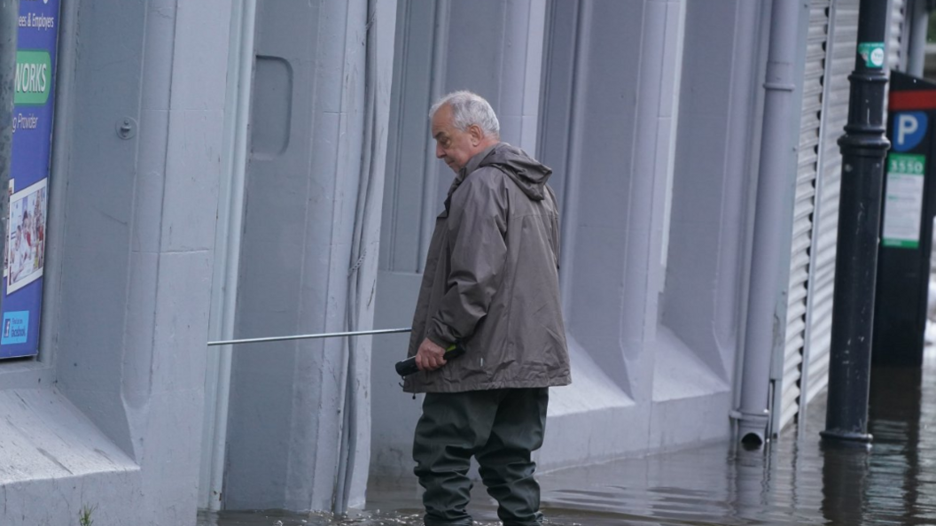 Man in flood water in Newry