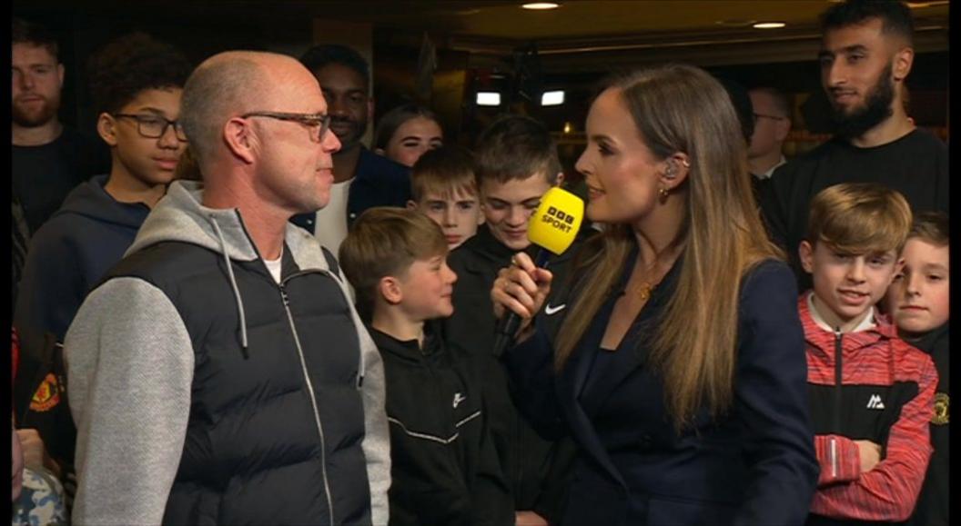 Tamworth boss Andy Peaks with BBC Sport's Kelly Somers at the FA Cup third round draw at Old Trafford