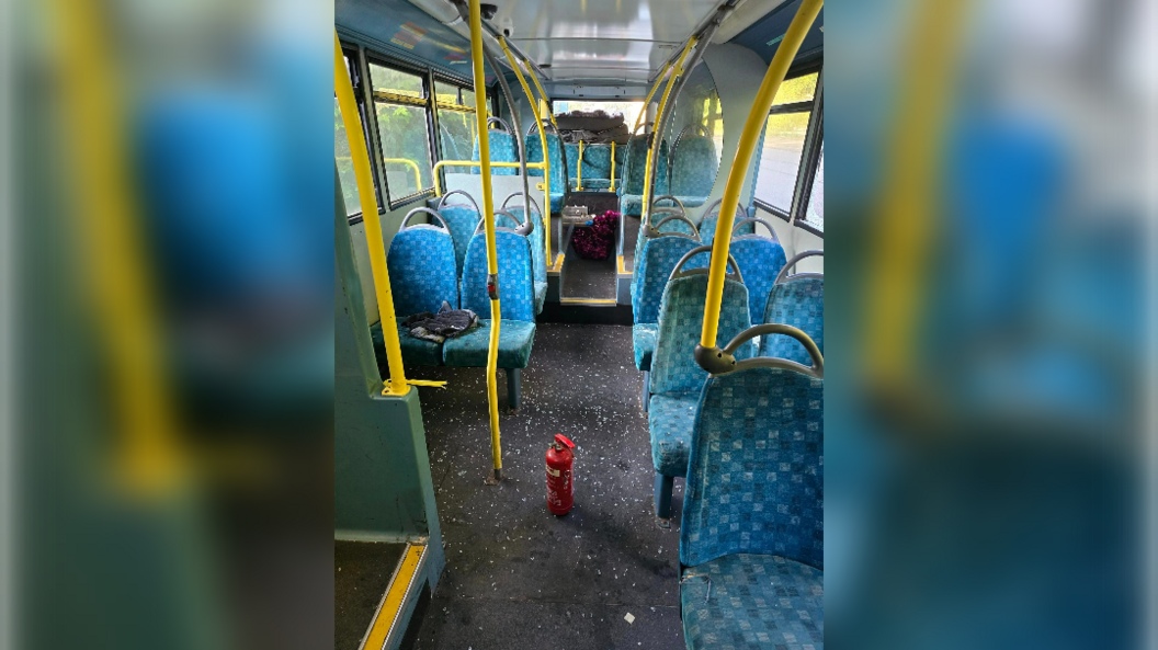 Glass on the bus floor