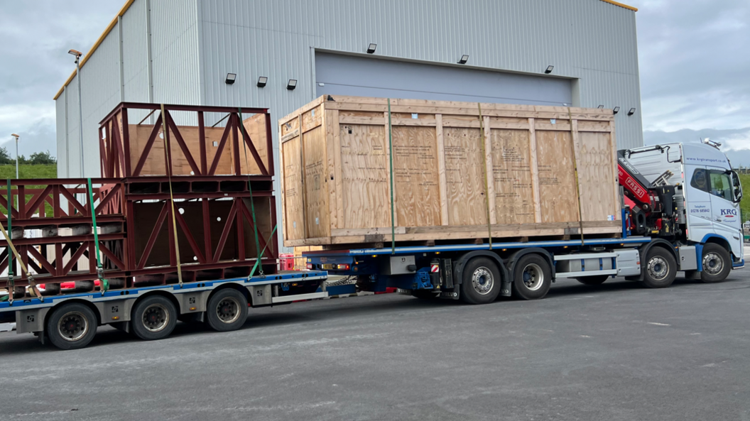 Materials on a lorry leaving the Hinkley Point C site