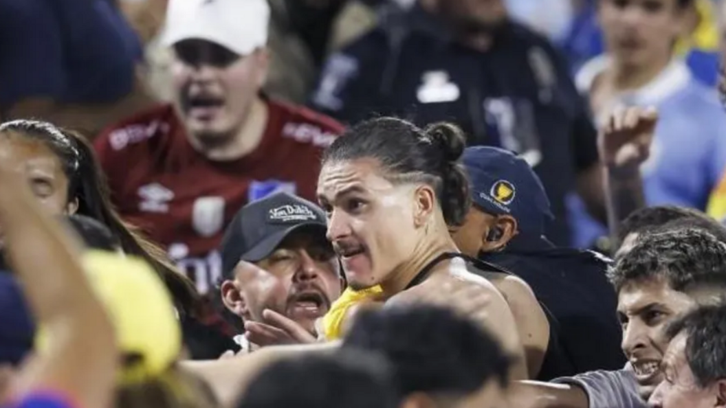 Darwin Nunez is involved in an altercation with spectators after his national team Uruguay were beaten by Colombia at the Copa America