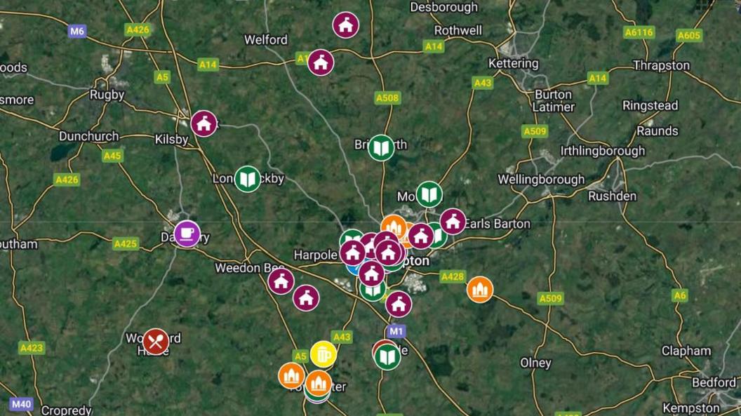 West Northamptonshire Council warm spaces map