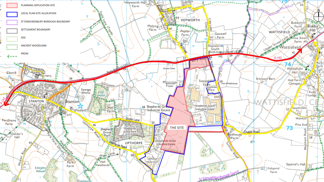 A map of the site and the surrounding areas