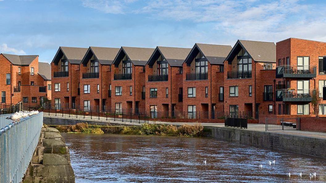 New housing along the banks of a canal