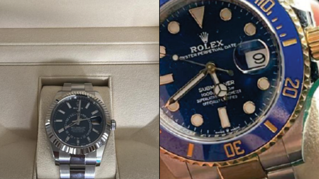 Images of high-value Rolex watches.