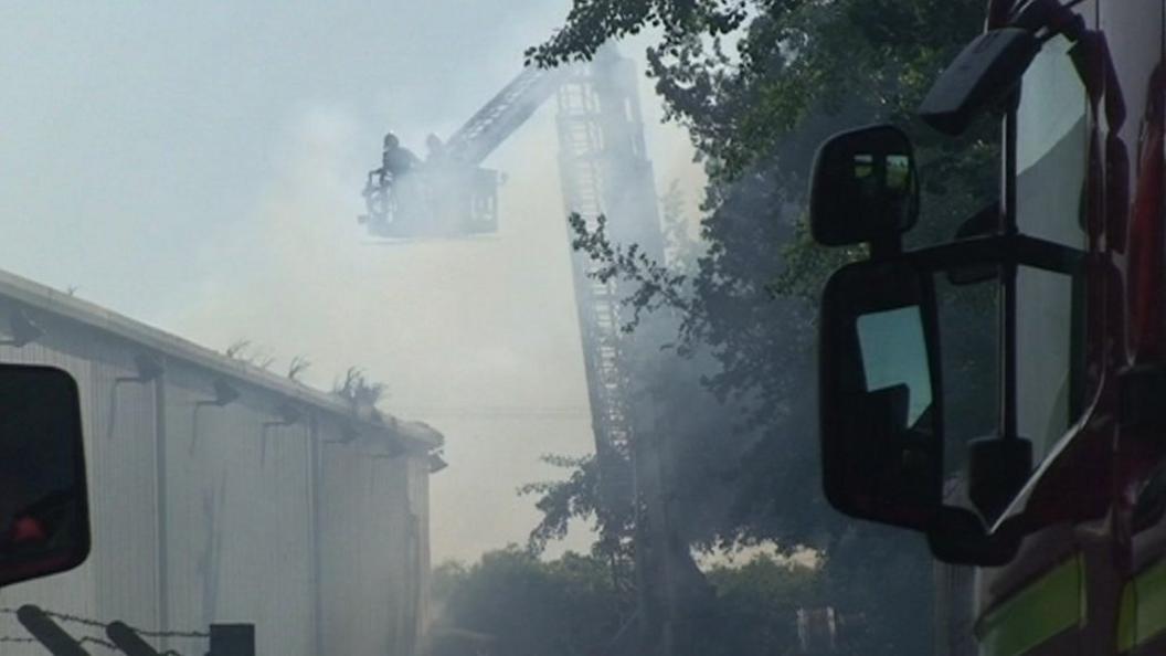 Firefighters at the MW White factory at Ketteringham