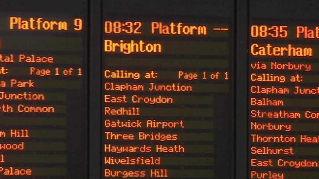 Destination board at London Victoria station