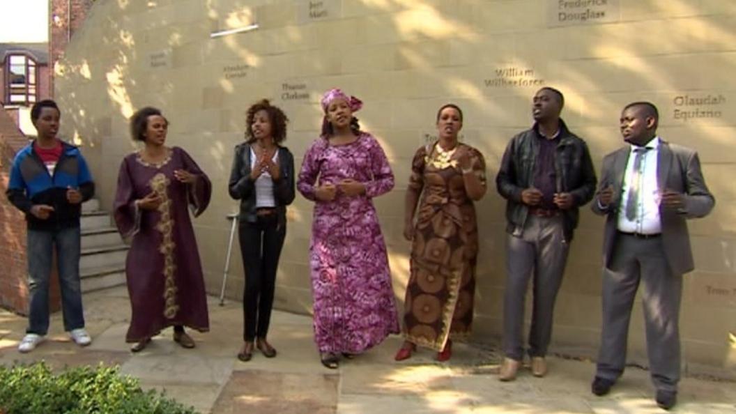 A choir at the Humanitarian Wall