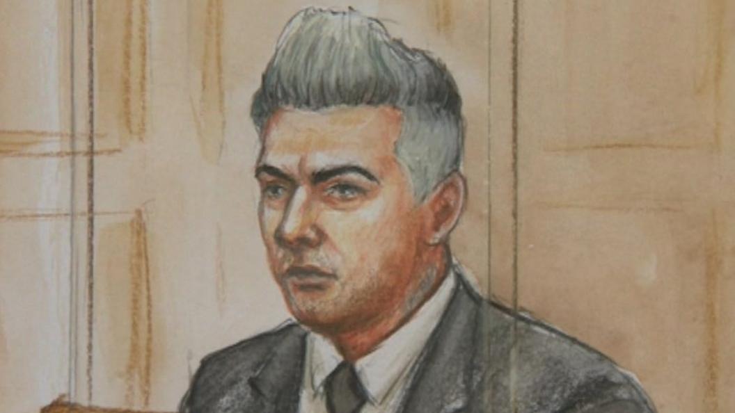 Artist's impression of Ian Watkins in court