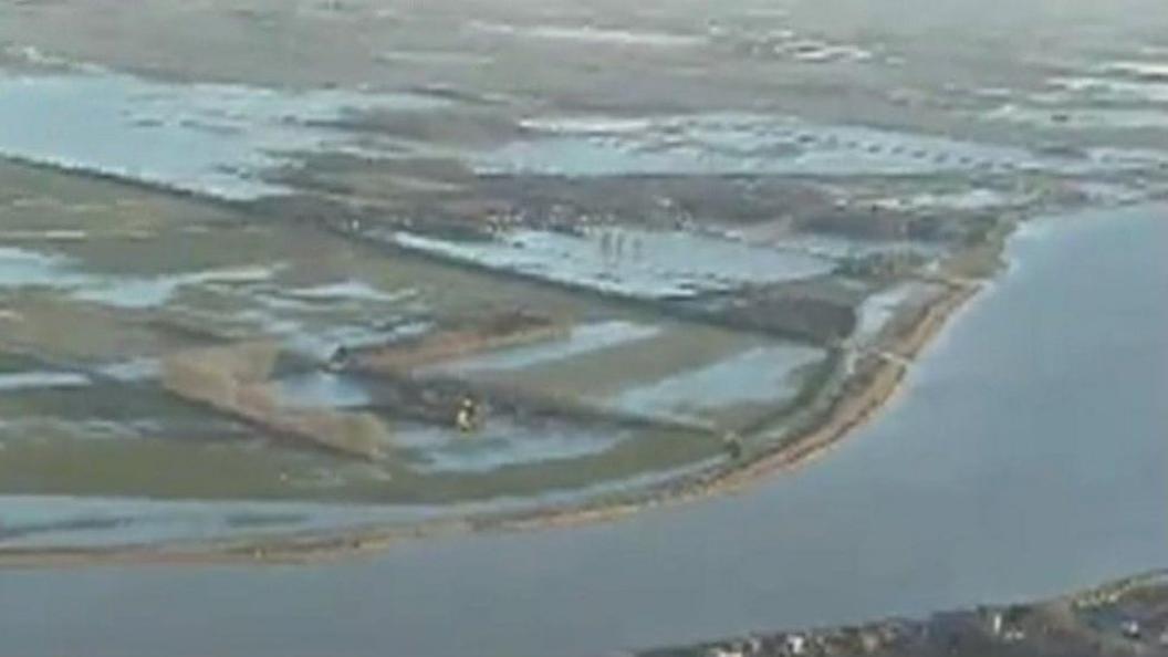 Aerial view of flooding