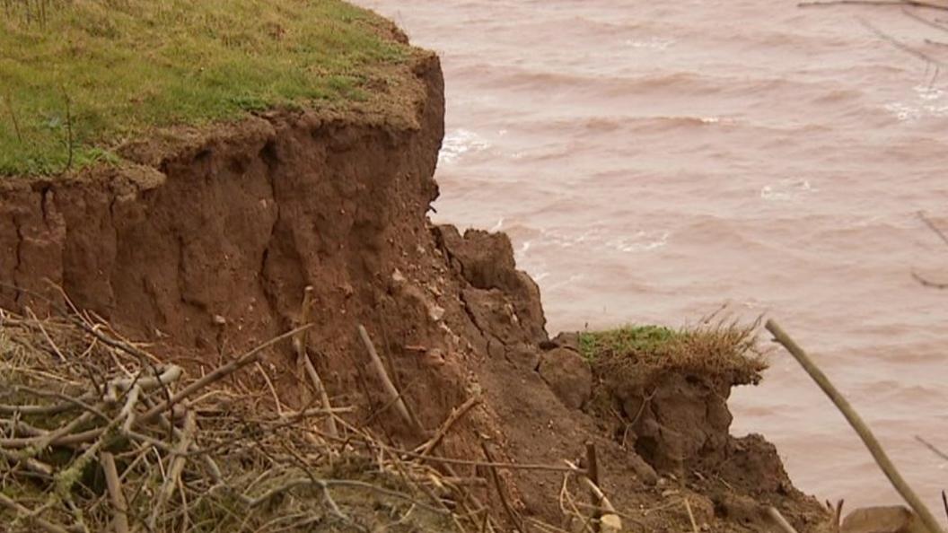 Eroding cliff in Sidmouth, Devon