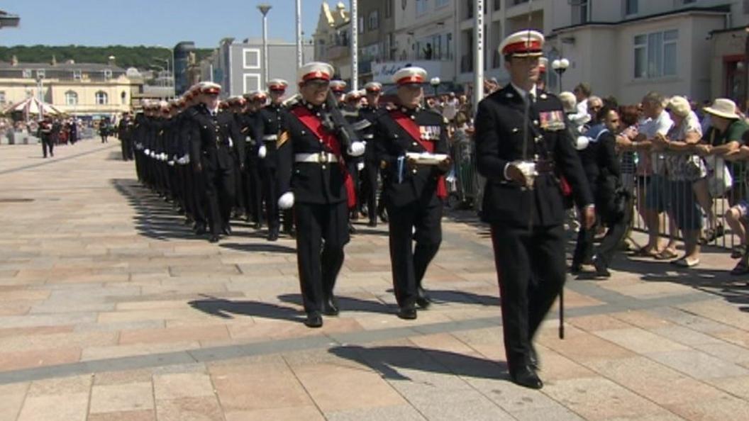 40 Commando marching through Weston-super-Mare