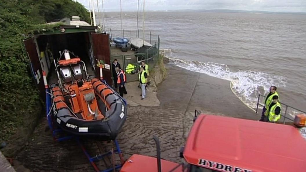 The Portishead and Bristol lifeboat shed on the River Severn