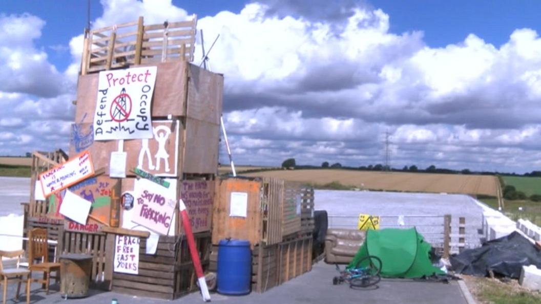 The tower erected at the site entrance