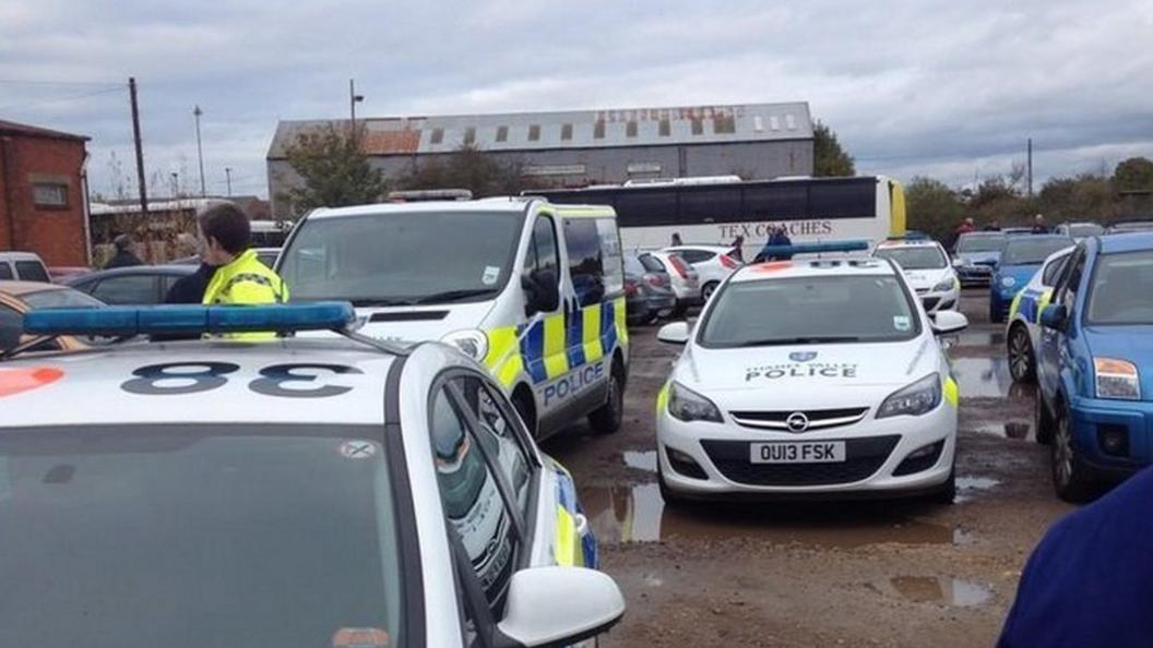 Police vehicles at the stadium
