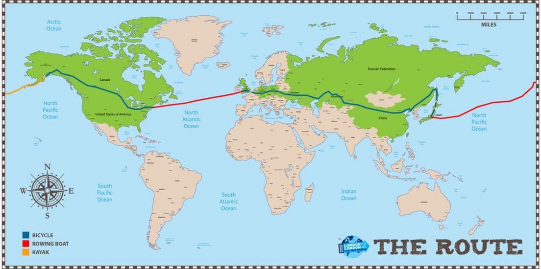 Map of the route Sarah Outen attempted
