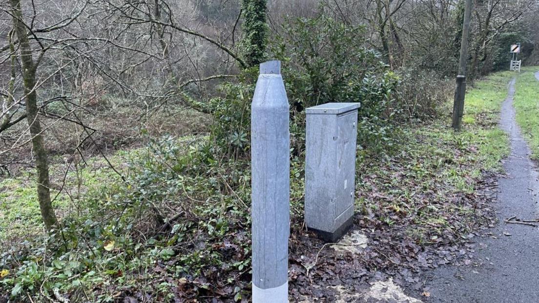 Perranarworthal speed camera after being cut down