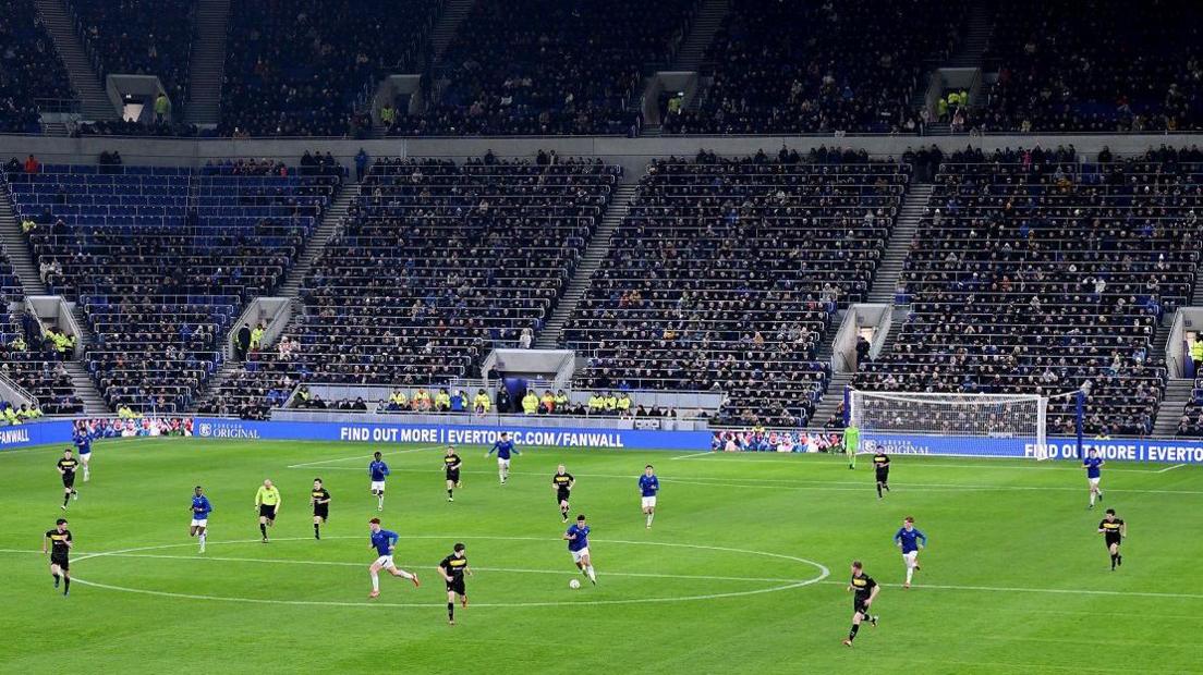 General view of the action at Everton Stadium