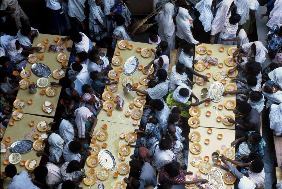 Ethiopian Jews eating on board Israeli navy ship